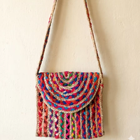 Sac à main ouvert tressé en jute chindi de style moderne, élégant, écologique, avec doublure en coton et bandoulière, idéal pour la vie quotidienne et les affaires