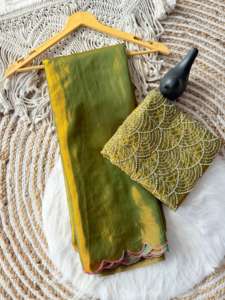 Saree de travail Designer Brits Cut avec séquence et tissu filet doux pour toutes les occasions - Product Image 5