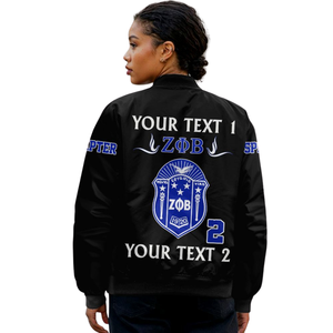 Veste en satin pour femmes Zeta Phi Beta 1920, bleu et blanc, vêtements grecs de sororité, broderie du bouclier ZPB, mode universitaire haut de gamme - Product Image 5