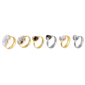 Gold and Silver Plated Fashion <b>Rings</b> with Natural Stone Detail for Resale - Product Image 2