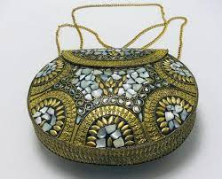 Resin Clutch Bags Design Mother of Pearl Clutch Bag for Bridesmaids Trendy Wooden Clutch Bags With Resin and Geometric Shapes - Product Image 2