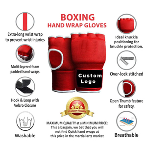 Gants de boxe avec logo personnalisé avec bandes intérieures en gel Matériau en cuir de protection pour l'entraînement de boxe MMA - Product Image 4