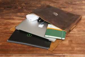 Western Leather Luxury Slim <b>Laptop</b> <b>Bag</b> With <b>Hand</b> Tooled Floral & Solitaire Design Ready to Stock <b>Bags</b> - Product Image 6