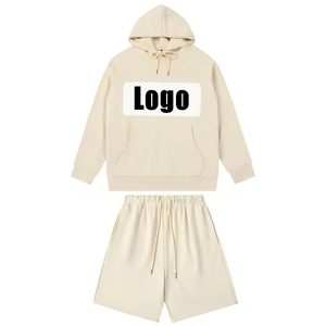 Lightweight Plus Size Hoodie & Shorts <b>Set</b> for Men's Sports Streetwear 100% Cotton Breathable Elastic Waist - Product Image 2