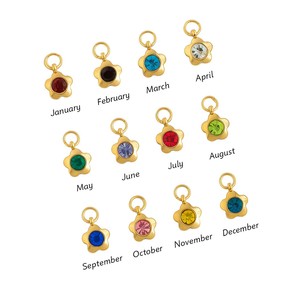 เครื่องประดับหินโรสโกลด์เครื่องประดับจี้รูปดอกไม้12เดือนพร้อมหินคริสตัลสีสันสดใสเครื่องลางทำมือสำหรับทำเครื่องประดับ - Product Image 2