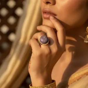 Anillo de Plata 925 con Amatista de Art Palace, Engaste de Bisel, Joyería Clásica Vintage con Piedras Preciosas, Unisex, para Uso Diario, de la India (Rajasthan) - Product Image 3