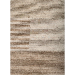 Tapis en laine fait main beige brun, géométrique abstrait, rectangulaire, pour couloir et chambre, Hwl-431, tapis tissé à la main Contour - Product Image 3