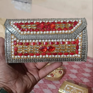 Bolso de Mano Mosaico Kundan para Mujer, Bolso de Lujo Étnico para Bodas, Fiestas y Eventos, el Mejor Bolso de Noche - Product Image 1