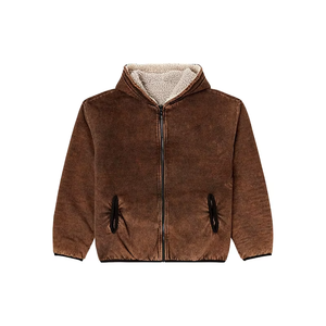 Veste à capuche décontractée en sherpa à fermeture éclair réversible vintage avec logo personnalisé pour homme, chaude, ample et confortable - Product Image 5