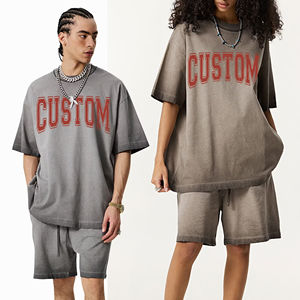 T-shirts en coton 100% 350 GSM surdimensionnés avec motif pierre minérale, logo vintage délavé, personnalisables, style streetwear, vierges, vente en gros - Product Image 2