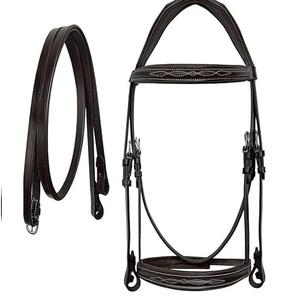 Brida para Caballo de Cuero Sueco Premium Kostolany con Riendas Individuales, Muserola Ajustable con Manivela y Frontal Acolchado para Entrenamiento y Exhibición - Product Image 5