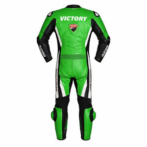 Combinaison de course en cuir pour moto, logo avant, couleur vert victoire, une pièce, combinaison de protection pour motocycliste professionnel - Product Image 2
