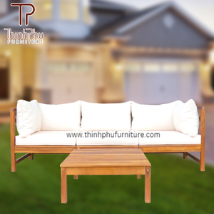 <b>Gazebo</b> Farmhouse Style Garden Furniture Thick Cushion Sofa Patio Setting and Coffee <b>Table</b> with Wood Fabric Composite Style - Product Image 3