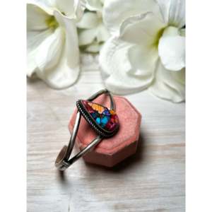 Navajo Handmade Mohave Turquoise & Sterling <b>Silver</b> Fashion <b>Cuff</b> <b>Bracelet</b> - Product Image 2