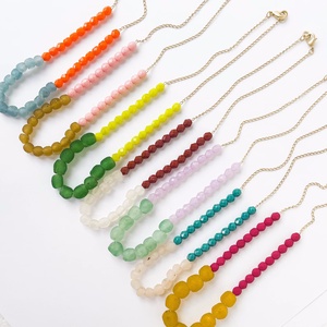 สร้อยคอลูกปัดเรซิ่นคุณภาพสูง ดีไซน์หินธรรมชาติสีสันสดใส น่ารัก สไตล์โบฮีเมียน โซ่ชุบทอง ทันสมัย เหมาะสำหรับทั้งชายและหญิง ของขวัญเครื่องประดับ - Product Image 3