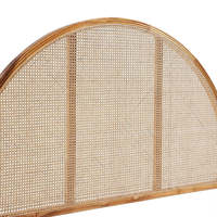 Tête de lit moderne en teck massif avec rotin couleur naturelle, design réglable et doux pour chambre à coucher King/Queen Size