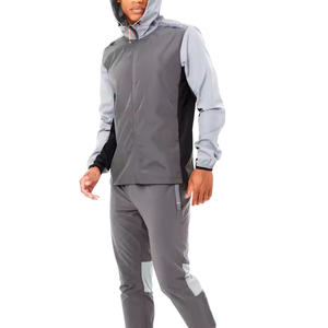 Pull-over zippé d'entraînement en plein air personnalisé pour hommes, vêtements de jogging, ensemble de survêtements à capuche 2 pièces, 100% polyester pour adultes - Product Image 2