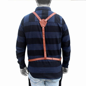 2025 Customized Blue <b>Denim</b> Barber Bib <b>Apron</b> Salon and Chef Work Wear With Leather Straps <b>Aprons</b> for Men - Product Image 3