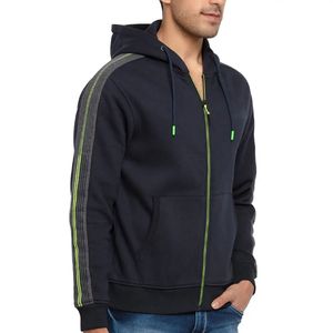 Sweat à capuche décontracté pour homme, fermeture éclair, en molleton de coton, pull-over doux et chaud, coupe ample, streetwear, fermeture éclair intégrale, logo personnalisé, OEM ODM, marque privée, en gros - Product Image 2