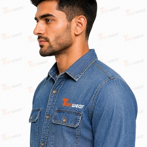 Camisas de mezclilla para hombre al por mayor, camisas casuales personalizadas con botones, camisas de trabajo de mezclilla de algodón de manga larga, fabricante de camisas de moda. - Product Image 5