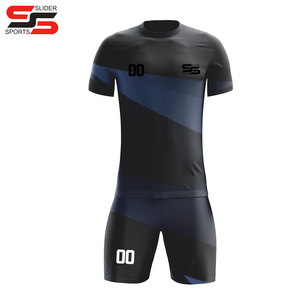 Custom Plus Big Size Men's Soccer Jersey Sets Black and Red Sublimation Football Uniforms <b>Stitched</b> for Teams - Product Image 1
