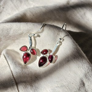 ต่างหูโกเมนสีแดงทำด้วยมือเงิน925ต่างหูเงินสเตอร์ลิงต่างหูอัญมณีคอลเลกชันเครื่องประดับเงินสำหรับผู้หญิง - Product Image 2