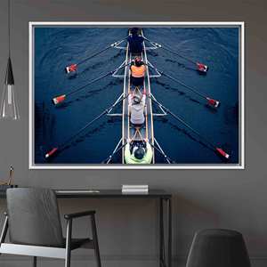 Motivational Rowing Print: Printed Canvas Artwork for Inspiring Decor,WHITE FRAMED CANVAS - Product Image 1