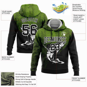 New Arrival Custom Logo & Design Neon Green Black <b>White</b> 3D Rainbow Trout Fish Design Pullover Sports <b>Hoodies</b> <b>For</b> Men & <b>Women</b> - Product Image 2