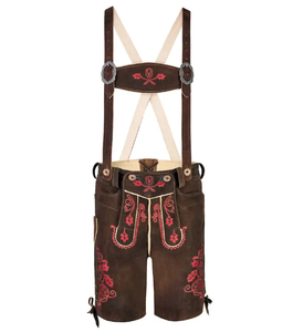 Authentic Bavarian Lederhosen for <b>Men</b> Traditional <b>Brown</b> Goat Leather <b>Shorts</b> with Custom Embroidered Design Oktoberfest Attire - Product Image 1