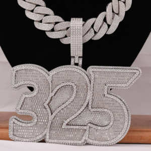 Pendentif diamant Moissanite rond et baguette pendentif Hip Hop glacé cadeau pour lui en argent sterling 925 - Product Image 5