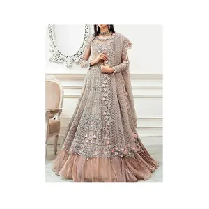 فستان نسائي بتصميم هندي طويل بجودة عالية, فستان نسائي بتصميم مطرز مناسب للمهرجانات والحفلات