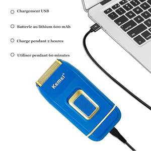 Rasoir électrique sans fil rechargeable à double grille pour hommes chauves, utilisation visage et corps, fournitures de barbier - Product Image 4
