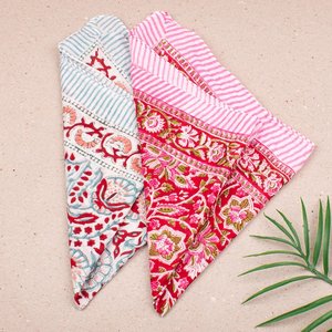 Ensemble de 2 bandanas en coton, foulard pour cheveux et cou, imprimé à la main, réutilisable - Product Image 3
