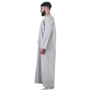 Premium hommes Jubba élégant luxe arabe traditionnel porter émirati Thobe doux Taupe respirant moderne islamique tenue décontracté - Product Image 4