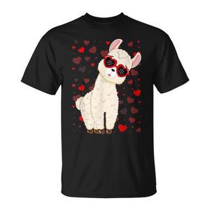 Cute Llama <b>Heart</b> <b>Sunglasses</b> Valentine's Day Kids Boys T-Shirt - Product Image 1