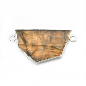 Collier à double caution en argent galvanisé faisant connecteur dalle de Labradorite naturelle pierres précieuses bijoux à bricoler soi-même trouver des composants en vrac - Product Image 1