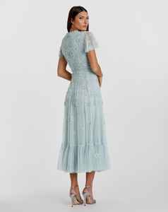 Elegante lentejuelas con cuentas y cuentas hombro Aline cuerpo forma una manga vestido de noche vestido de fiesta vestido largo - Product Image 2