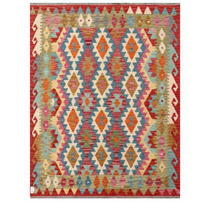Alfombra Kilim de Maimana, Afganistán, 193 x 155 cm para Decoración del Hogar - Product Image 1