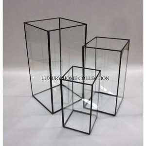 Ensemble de 2 boîtes de rangement de cartes de mariage antiques en métal et en verre de taille différente, boîte de cartes de bureau en métal de forme personnalisée de la meilleure qualité - Product Image 3