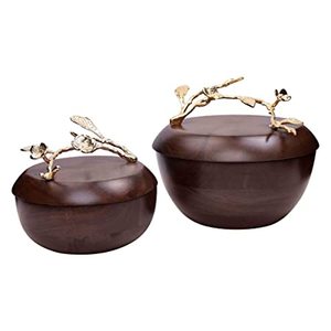 Designer Wood <b>Dessert</b> Serving <b>Bowl</b> Round Shape Customized Size Food Serving <b>Bowl</b> With Lid At Acceptable Price - Product Image 3