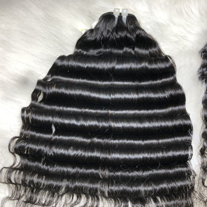 เกรด 10A เวอร์จินบราซิล 100% คุณภาพสูงดิบผมสีดํา Deep Wave คู่ดึงจาก Qhair - Product Image 2