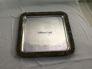 Plateau de service en acier inoxydable de haute qualité, écologique, compatible lave-vaisselle et micro-ondes, avec poignée en corne naturelle, dernier design - Product Image 5
