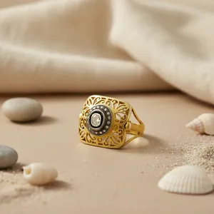 Anillo Geométrico de Diamantes para Mujer, Chapado en Platino y Rodio, Engaste de Oro Blanco - Product Image 1