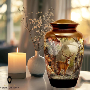 Handcrafted Aluminum <b>Urn</b> Deer engraved design Cremation <b>Urns</b> Meena Coating Leak-Proof Design Keepsake & <b>Large</b> Options - Product Image 6