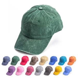 Venta al por mayor bordado ácido lavado Vintage envejecido unisex, poliéster/algodón gorras de béisbol logotipo personalizado 6 paneles sombreros de papá en blanco - Product Image 1