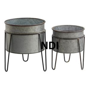 Pot à plantes en étain galvanisé pour la maison, le jardin, la décoration d'hôtel Finition personnalisée Meilleure qualité pour la décoration extérieure et intérieure Lot de deux - Product Image 1