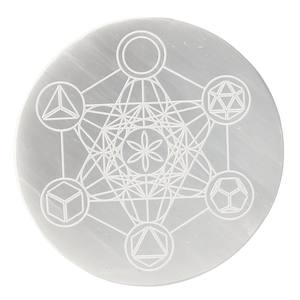 Natural Selenite Charging Plate Metatron's Symbol for Reiki Healing Wholesale Selenite Charging Plates wholesale <b>crystal</b> - Product Image 6