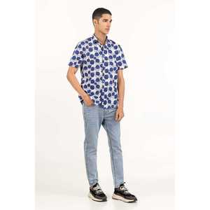 Men's Casual Printed Dot Pattern <b>Shirt</b> Navy <b>White</b> 100% Cotton Poplin <b>Long</b> <b>Sleeves</b> Anti-Wrinkle Size XL for Autumn - Product Image 6