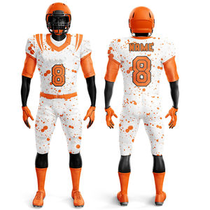 Uniforme de football américain pour hommes OEM/ODM, respirant, protection UV, séchage rapide, 100% polyester, impression de logo personnalisée, léger, manches courtes - Product Image 1