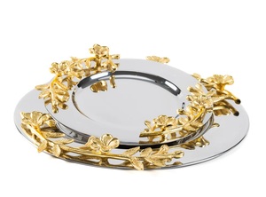 คลาสสิกตกแต่งเงินรอบโลหะถาดเสิร์ฟ - Product Image 2